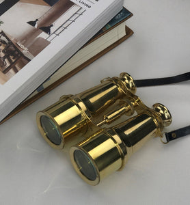 Antique Style Brass Binoculars with Leather strap