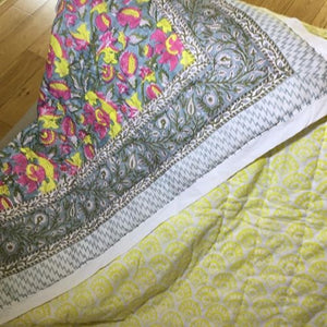 Sage And Blush Filled Kantha Quilt