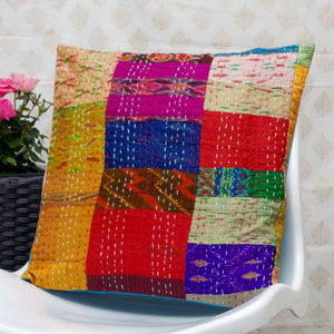 Silk Patola Patchwork Handmade Cushion Cover Pair