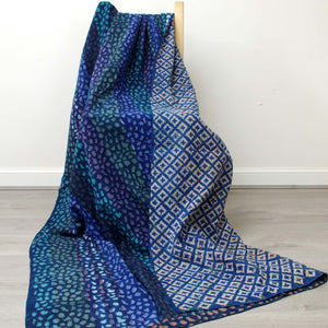 Indigo Blue Patchwork Kantha Quilt Single Bed