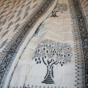 Tree of Life -Hand Block Printed Kantha Quilt - 3 Bed Size